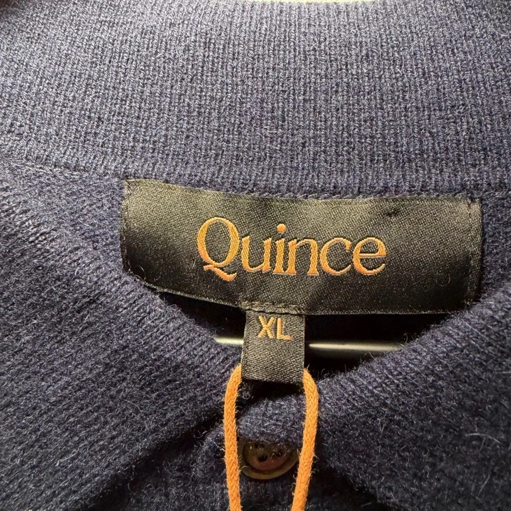 NEW Quince Mongolian Cashmere Polo Sweater Navy Blue XL LB22999-STIEC01-6503